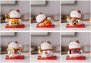 هدية تمثال ياباني من البورسلين مقاس 4 بوصات * * 10 مانيكي نيكو أبيض من السيراميك بنك نقود القط المحظوظ - Product Image 4