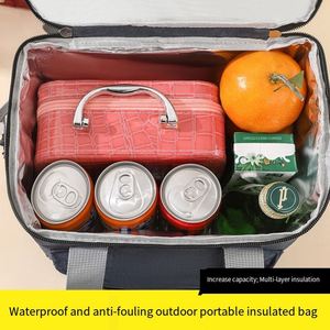 Double Layer Large Capacity Insulated Lunch Bag Cooler Tote Bag Portable Crossbody Picnic Food Cooler Bag for Office Camping - Product Image 2