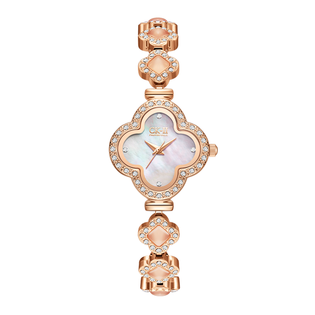 Custom Wholesale Cross Border New Arrival Lucky Four Leaf Clover Womens Watch Light Luxury Waterproof Quartz Watch FW-3860