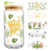 Autocollants de transfert UV DTF 3D Premium Goode pour bouteilles et gobelets de 16 oz, design personnalisé, imperméables, Eid Al-Fitr, prix de gros