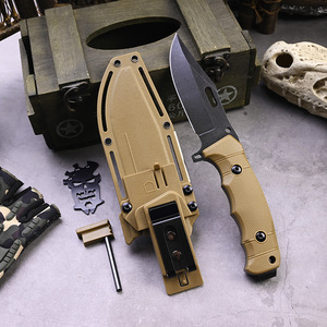 Hongrui OEM Noir Stonewash Lame Bushcraft Nylon Poignée Full-tang Extérieur Tactique Chasse Lame Fixe Couteau avec Gaine - Product Image 4