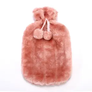 6.5 2000ml sac de bouillotte en caoutchouc avec couverture en peluche de fourrure de lapin animaux en peluche couvercle de bouillotte