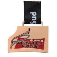 Médailles en métal vierges personnalisées bon marché en argent antique avec ruban personnalisé