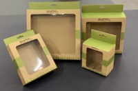 Boîte en papier kraft brun recyclé sur mesure pour smartphone, câble de données USB 3 en 1, avec fenêtre transparente