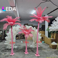Grand palmier artificiel en plastique de couleur rose LEDA, décoration ornementale pour intérieur, hall, piscine extérieure, palmier cocotier