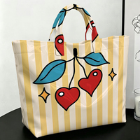 Sac fourre-tout en PVC transparent imperméable motif Cœur Cerise, sac de plage, pochette, sac à main avec nœud, sac de rangement
