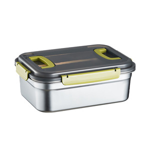 Stainless Steel Food <b>Storage</b> Container Rectangle Clip On Lid Airtight With Handle <b>For</b> Travel Camping - Product Image 2