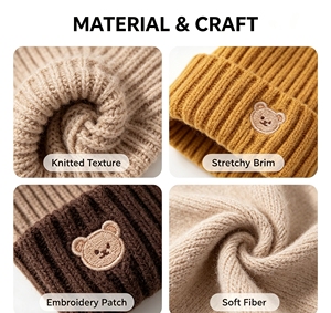 Bonnet tricoté personnalisé unisexe pour enfants de 1 à 6 ans, motif dessin animé, en polyester et coton, chaud et décontracté, avec rivets, pour l'automne et l'hiver en extérieur - Product Image 3
