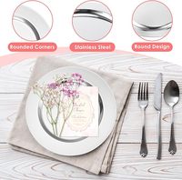 Assiettes rondes en acier inoxydable poli miroir, empilables, pour mariage, banquet, hôtel, fête, décoration de table