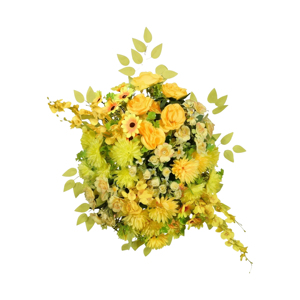 Bouquet de fleurs artificielles jaunes, arrangement floral mixte, décoration pour mariage, maison, événements, couronnes et guirlandes décoratives - Product Image 1
