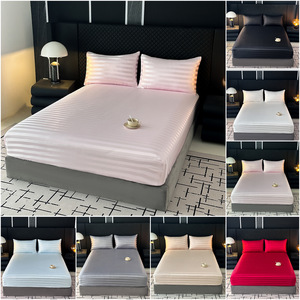 Ensemble de draps modernes minimalistes 3 pièces - Rayures satinées imitation soie polyester terylène - Taies d'oreiller de style europé<span class=keywords><strong>en</strong></span>/américain - Product Image 3