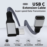 Câble USB 3.2 tressé en nylon à angle de 90 degrés, adaptateur coudé Type C mâle vers USB C femelle, extension – Offre Spéciale