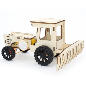 OKYN-G5552 <b>Wooden</b> DIY Bulldozer Science Experiment <b>Kit</b> STEM Electric Assembly Tractor <b>Model</b> Educational Engineering Toy - Product Image 2