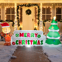 Ensemble de Noël gonflable de 10 pieds, bonhomme en pain d'épices, sapin de Noël, panneau Joyeux Noël, lumière LED, ornement de Noël pour décoration extérieure