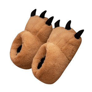 Cartoon <strong>Bear</strong> Paw Plush Cotton Round Toe Winter Indoor for Cute Cat <strong>Claw</strong> Christmas Home Warm Heel <strong>Shoes</strong> - Product Image 5
