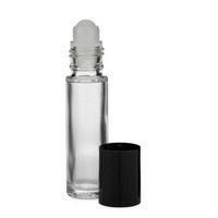 Verre d'huile essentielle de parfum noir mat givré de 4ml 6ml 8ml 10ml sur la bouteille avec le chapeau en aluminium et la boule de rouleau en acier