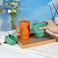 Gobelet en Silicone Personnalisé Populaire et Coloré de 9 oz (280 ml) en Matière Douce, Tasse pour Enfants et Bébés, Biberon avec Paille et Couvercle