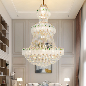 Lámpara de araña de cristal para escalera, forma alargada, fuente de luz LED, base de bombilla E27, para sala de estar, pasillo, decoración del hogar - Product Image 3