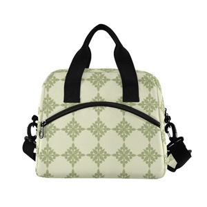 Sac à déjeuner isotherme en nylon vert matelassé à fleurs Aloha de style hawaïen, design personnalisé, capacité 15L, imperméable, pour femmes - Product Image 2