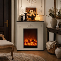 Cheminée électrique 3D intégrée avec flamme LED, décoration d'intérieur, meuble de salon, verre trempé, classe d'efficacité énergétique