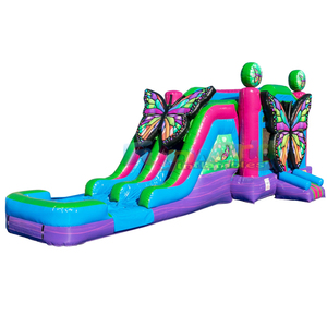 Structure gonflable commerciale de qualité supérieure pour enfants, combinant château gonflable papillon et toboggan aquatique. - Product Image 2