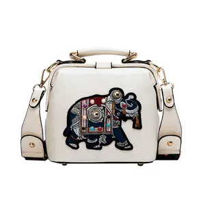 2024 модные ретро сумки-Кроссбоди с вышивкой в виде слона, Вместительная женская сумка через плечо