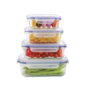 Home product high borosilicate glass salad bowl 4pcs microwave oven safe glass lunch box