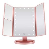 Miroir cosmétique de bureau avec rotation à 180 degrés, grossissement 3x/2x, miroir de maquillage pliable avec lumière