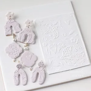 Tapete de Textura para Arcilla Polimérica, Herramienta para Arcilla de Cerámica, Sello de Impresión para Joyería, Sello de Textura de Plantas y Flores - Product Image 4