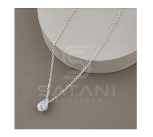 Collar con Colgante de Moissanita en Forma de Pera, Oro de 14k, Solitario, Elegante, Atemporal, Brillante, Joyería Fina, Regalo para Mujer, Uso Diario, de la India - Product Image 1