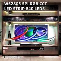 Bande LED à pixels adressables WS2805 SPI FCOB, température de couleur complète (RGBCCT), étanche IP30, contrôle par application, DC24V, PCB 15 mm