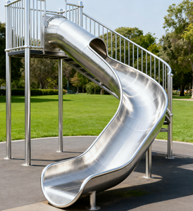 고급 뒷마당과 리조트 놀이터로 폴리싱 마감된 현대식 곡선 스테인리스 스틸 슬라이드 - Product Image 3