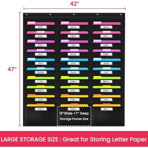 Organizador de Archivos Colgante de Alta Resistencia con 30 Compartimentos, Organizador de Papelería para Montar en la Pared con 5 Colgadores - Product Image 2