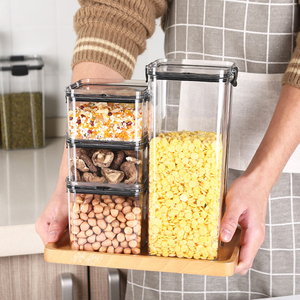 Botellas de plástico transparente para almacenamiento de alimentos, contenedor de comida seca con tapas, dispensador duradero de cereales, tarros de almacenamiento de granos de arroz - Product Image 3