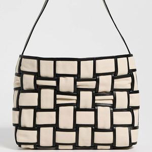 Women's Lady Vintage Autumn/Winter Summer Custom Border Woven <b>Mini</b> Tote Single Shoulder Fashion <b>Canvas</b> Handbag Button Closure - Product Image 2