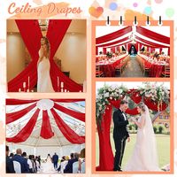Cortinas de arco de boda de gasa de tela, cortina de fondo colgante para techo, ventana plana con accesorios de procesamiento de cuerda incluidos