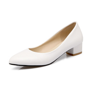 Elegant Ladies White Low Heel Shoes for Summer Fashion