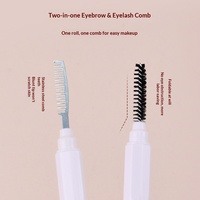 Brosse à mascara double tête en diamant avec capuchon de protection, peigne en acier inoxydable et poils en nylon pour cils et sourcils (vente en gros)