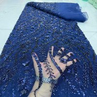 Tissu en dentelle perlée de haute qualité avec fleurs et sequins, tissu en dentelle filet pour robe de mariée pour femmes