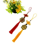 Chaîne de clés avec 6 pièces de monnaie en cuivre, nœud chinois, corde rouge, Feng Shui, cadeau porte-bonheur, charme porte-bonheur, décoration pour la maison et la voiture