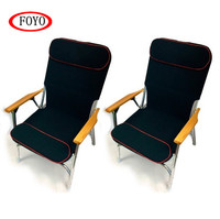 Chaise pliante FOYO en toile avec porte-gobelet, cadre en aluminium et acier inoxydable, accoudoirs en bois, siège haut pour bateau, yacht, marine