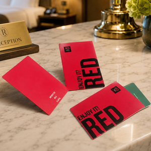Fundas para Tarjetas de Visita de Cartón Texturizado Mate Compacto con Impresión de Logotipo Personalizado en Color Intenso para Estancias en Resorts y Boutiques - Product Image 3