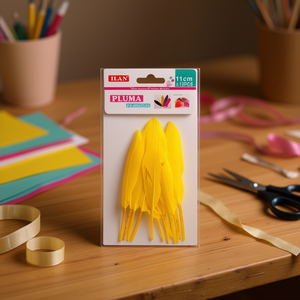 ขนนกสีเหลือง ILAN Pluma ขนาด 11 ซม. สำหรับงานประดิษฐ์และตกแต่ง - Product Image 3