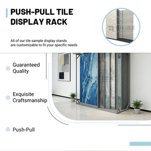 高品质推拉式哑光层压瓷砖展示架，带可调节耐用的大理石花岗岩金属框架展示架 - Product Image 2