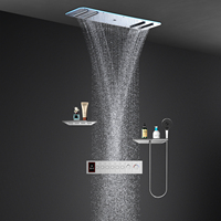 Ensemble de robinetterie de douche minimaliste intelligent pour salle de bain, en laiton et acier inoxydable, mitigeur à bouton-poussoir style clavier de piano, douche cachée effet pluie et cascade