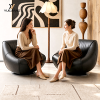 Fauteuil individuel ergonomique en cuir véritable de style minimaliste italien pour salon, bureau à domicile, fauteuil de détente pivotant