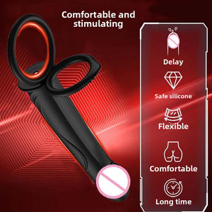 Jouets sexuels pour couples, anneau anal double, vibromasseur de prostate, masturbateur en silicone pour homme, anneau de pénis, vibromasseur, jouet sexuel pour adultes - Product Image 5