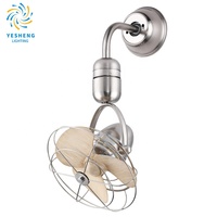 D045 Ventilador de Pared Oscilante y Giratorio de 90° con Soporte, de Bajo Consumo, Decorativo Estilo Antiguo y con Control Remoto