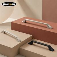 Poignées de meubles de cuisine modernes en alliage de zinc nickel brossé de luxe, personnalisées en usine OEM, 128/160 mm, pour tiroirs, commodes et armoires