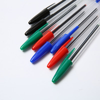 Stylo à bille transparent en plastique avec logo personnalisé de haute qualité rouge bleu noir stylo à bille scolaire stylo à bille transparent baril